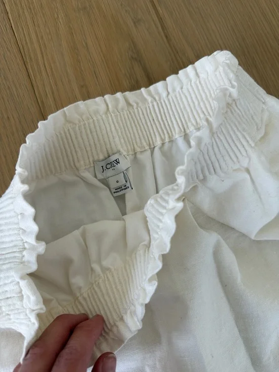 J Crew white Scalloped Mini Skirt linen Cotton blend - Picture 2 of 5